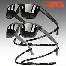 WSZ 2pcs Retro Unisex GlassesLuxury Designer Style, Vintage Striped Square/Rectangle Frame And Shiny Material, Soft Summer Tones Elegant Aesthetics Suitable For Beach, Driving, Fishing And Outdoor Leisure - GL-2PCSF364 - View 2