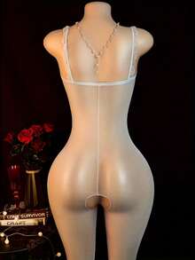 Ladies' Sexy Semi Transparent Lace Suspender Backless Jumpsuit - Elastic Hanging Collar Pantyhose, Black, Gray, Hollow Mesh Set, No Padding Underwear, Hand Washed Sexy Clothing, Suitable For Women To Wear - Multicolor - View 12