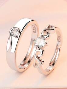 两件套皇冠式开口永恒戒指套装——婚礼、情人节或任何特殊场合的完美之选