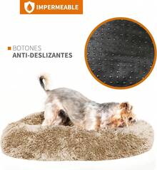 Cama para Mascotas Antiestres Redonda Esponjosa Cómoda Afelpada (Beige, Small) - Marrón claro - Ver 3