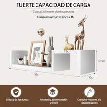 2 Piezas Repisas Flotantes,Estantes Flotantes de Pared, Que Se Pueden Ensamblar Libremente,Repisas Flotantes de Pared,Adecuado para Dormitorio, Sala de Estar, Estudio, Cocina, baño, etc.(‎Blanco) - Multicolor - Ver 3