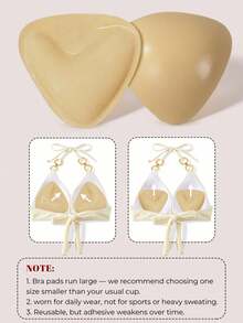 2 Pcs Double-Sided Adhesive Bra Pads, Push Up Small Breasts To Make Them Look Bigger. Suitable For Swimsuits, Bikinis, And Tights. Waterproof And Sweat-Proof. Strong Adhesive. Reusable Inserts. Invisible And Traceless Bra Pads. - Multicolor - View 22