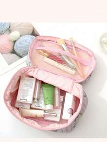1 pièce Grande capacité Trousse à crayons, Sac à stylos, Porte-stylo Porte-monnaie, Sac de rangement cosmétique minimaliste, Fournitures de bureau roses, Fournitures scolaires, Cadeau de Noël - Multicolore - Voir 3