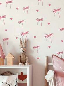 1pc Creative Pink Bow Decorative Wall Sticker, Suitable For Bedroom, Living Room, Romantic Atmosphere Decor For Valentine's Day - Multicolor - View 12
