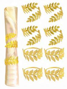 12/6/2 pezzi - Anelli portatovaglioli a forma di foglie dorate, fermatovaglioli in metallo a forma di foglia, anelli portatovaglioli per decorazione tavola da pranzo per matrimoni, feste di Natale, cene, decorazioni autunnali per feste del Ringraziamento e matrimoni, decorazioni tavola da pranzo dorate - Dorato - Visualizzare 2