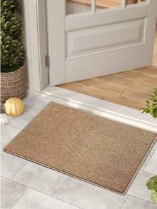 1 件纯色亚麻质感门垫，耐用防滑，适用于玄关、客厅、厨房、浴室，可机洗 - 彩色 - 查看 2