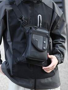 男士牛津布大腿包 时尚臀包 腰包 大腿包 臀包 多功能骑行男士单肩斜挎包 情人节 - 黑色 - 查看 8