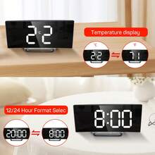 Electronic Alarm Clock Noiseless Design Digital LED Large Display Mirror Electronic Clock Digital Alarm Clock LED Mirror Clocks - Multicolor - View 4