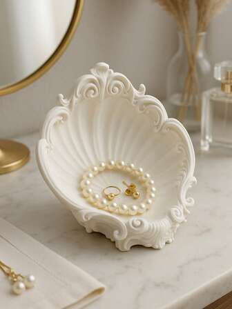 1pc 3D Printed Shell Shaped Jewelry Tray, Creative & Practical Small Gift, New Year Present
