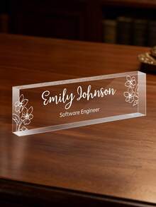 Placa de escritorio de acrílico personalizada con logotipo de la empresa - Placa decorativa de oficina personalizada, adecuada como regalo para el jefe o la empresa, bloque de vidrio acrílico transparente personalizado, regalo de oficina, regalo de agradecimiento para colegas, jefe, maestro/empleado, decoración de escritorio de oficina unisex, decoración de sala de estar - Multicolor - Ver 15