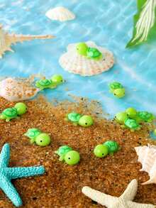 20pcs Mini Resin Frog Figurines, Green Resin Turtle Miniature Sculptures, Animal Models. Suitable For Creating Moss Fairy Garden Landscape, DIY Glass Container Crafts, Home Decor Accessories, Party Decorations, And Also A Great Mother's Day Gift. - Multicolor - View 5