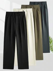 Men's Loose Fit Flared Leg Casual Pants, Relaxed Fit, Spring/Summer/Autumn Black - Black - View 1