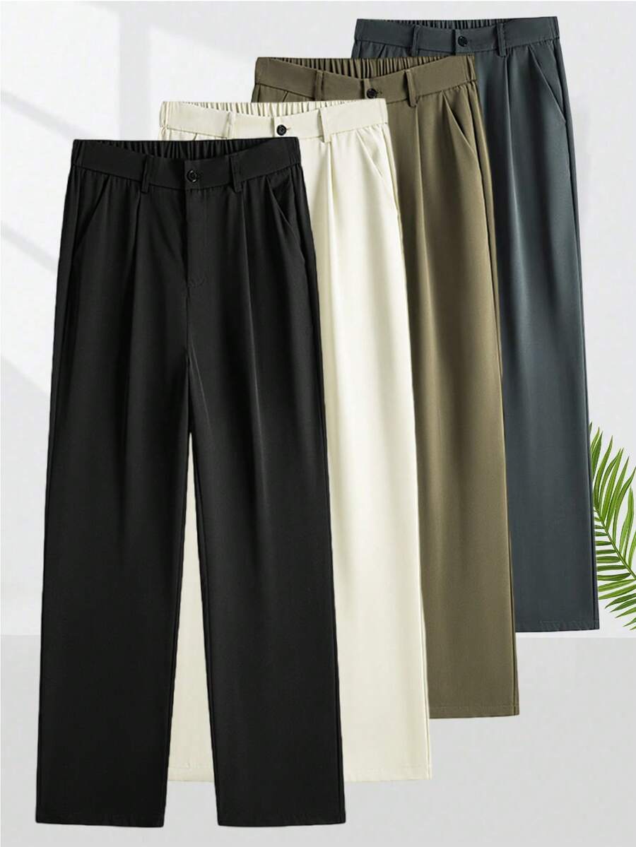 Men's Loose Fit Flared Leg Casual Pants, Relaxed Fit, Spring/Summer/Autumn Black - Black - View 1