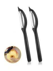 1/2 piezas Pelador de verduras, tipo universal con borde dentado, pelador de patatas con caja, apto para tomate y pelador de frutas como manzana, equipo de camping, artículos esenciales de camping - Multicolor - Ver 12