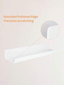 4个白色壁挂式悬浮置物架，无需钻孔，30厘米亚克力壁挂式储物架，适用于浴室、卧室、客厅、厨房、房间装饰。 - 白色 - 查看 9