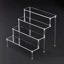 1pc Acrylic Trapezoid Display Rack, 3-Tier Trapezoid Display Shelf, Home Storage Display Rack, Jewelry Cosmetics Display Rack, Multi-Layer Transparent Storage Display Rack, Cake Stand, Perfume Rack - Clear - View 14