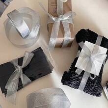 Gold Glitter Ribbon 0.3-5cm Silver Glitter Ribbon For Baking Cake Box Packaging Ribbon Bow DIY Craft - Multicolor - View 2