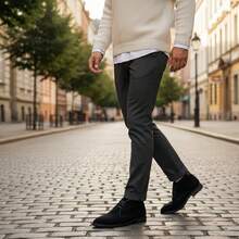Men's Black Suede Chukka Boots Lace-Up Ankle Shoes Casual Breathable Smart Formal Dress Sneakers For Work & Wedding - 黑色 - 查看 11