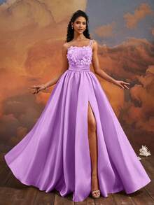 VIPGIRL New Embroidered One-Shoulder High-Waist Elegant High-End Formal Evening Dress, Purple Long Dress, Fast Delivery - Purple - View 5