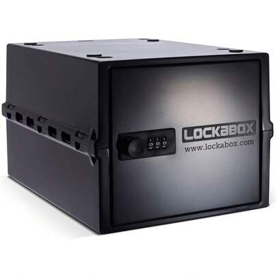 One™ Premium Lockable Storage Box A4-Sized Medium Combination Lock Box For Food Medicine And Home Safety Made In Britain External Size 31 X 21 X 17 Cm (Jet)