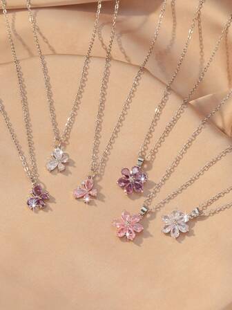 1pc Fashionable And Creative High-End Butterfly And Lilac Flower CZ Pendant Necklace, Versatile Women's Collarbone Chain Valentines,Mom,Mother,Mother's Day,Gift