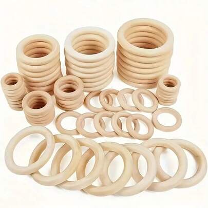 6/12/20pcs Natural Wood Rings For Crafts, Macrame Rings For DIY, Wooden Rings Without Paint, Pendant Connectors, Multiple Sizes Available