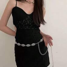 1pc Women's Metallic Retro Bohemian Fashion Waist Chain, Versatile Dress Waist Belt Accessory - Multicolor - View 5