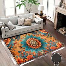 1pc Extra Large Bohemian Purple Mandala Area Rugs - Non-Slip Machine Washable Floor Rugs With Purple/Blue/Pink/Black/Teal Intricate Pattern, Durable Polyester & TPR Backing For Living Room, Bedroom, Home Decor - Style 3 - View 4