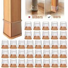 4/20/32pcs Silicone Furniture Leg Pads, 360° Full Wrap Chair Leg Covers, Non-Slip Textured Bottom - Dual-Layer Felt Padded Quiet Protection, Space-Saving, Table & Chair Leg Sleeves, Easy To Clean - Multicolor - View 2