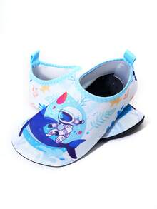 Kids Water Shoes For Boys & Girls Toddler Astronaut Riding Shark Sci-Fi Ocean Print Blue White Quick Dry Anti-Slip Aqua Socks For Beach Pool Water Activities - Multicolor - View 5