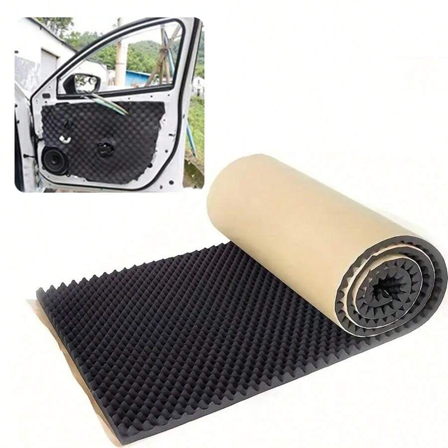 1片装汽车发动机舱隔音垫，自粘式高密度隔音泡沫，易于安装的汽车内饰配件 - 黑色 - 查看 1