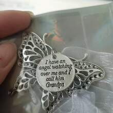 1pc Christmas Decoration, Christmas Tree Ornament, Alloy Butterfly Decor, Christmas Gift "A Piece Of My Heart Is In Heaven" Angel Wings Ornament, Christmas Party Decoration, Angel Wings Charm, Random Color Rope - Multicolor - View 18