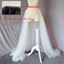 一件装女士黑色可拆卸裙摆 - 轻盈的白色裙摆延伸部分，带有拖尾。可选双层或四层网纱薄纱款式，采用半包裹式围裙设计，中间略微开口。 - 彩色 - 查看 9