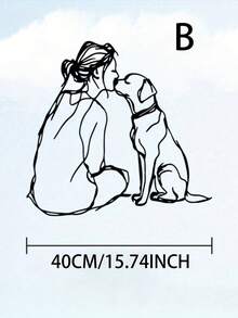 1pc Dog Mom Line Art Metal Wall Decor - Vintage Warm-Hearted Illustration Of Female Friendship With Canine, Powder Coated Iron, Modern Home Office & Pet Friendly Living Room Decoration, Year-Round Gift For Dog Lovers, Vintage Art Style, Delicate Line Craft, Best For Christmas - màu đen - Xem 7
