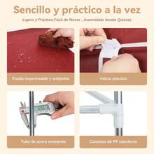 Armario ropero de tela portátil con almacenamiento, clóset organizador con doble barra para colgar y repisas, cubre polvo e impermeable, mueble guardarropa para recámara/departamento - Rojo - Ver 4