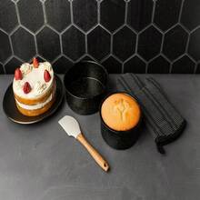 2-Piece Non-Stick Round Cake Pan Set, 8" & 9" Black - Even Heating For Home Baking - 1 - 查看 4