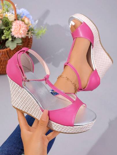 Women's Round Toe Slip-On Sandals, Fashionable, Elegant, Adjustable Buckle Strap, Comfortable For Daily, Work, Party Wear
