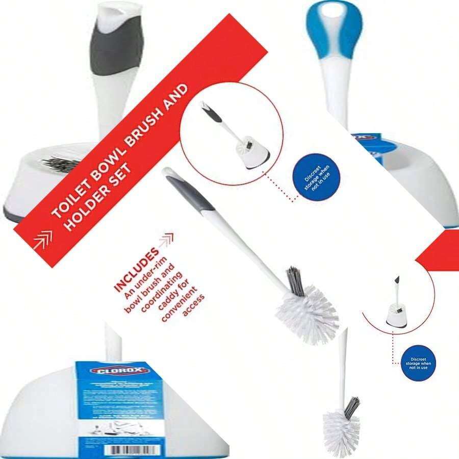 Toilet Brush with Base for Bathroom Cleaning, Features a White Color and Comes with a Handle - Blanco - Ver 1