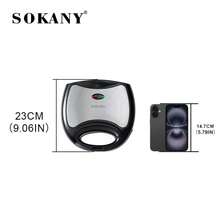 SOKANY 102 Multi-Function Sandwich Maker, Combines Grilling, Toasting, And Breakfast Maker. Powerful, With Indicator Light, Equipped With Full Baking Plate, Double-Sided Constant Temperature Heating, Non-Stick Coating, Easy To Clean, Heat-Resistant Handle. Ideal For Making Homemade Sandwiches, Fried Eggs, Grilled Steaks, And More. Kitchen Appliance - EU E Type Plug(220-240V) - View 7