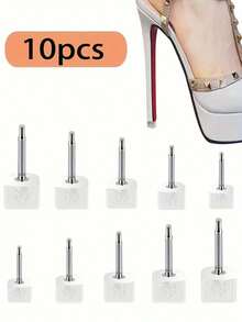 5 Sets High Heel Replacement Tips, Wear-Resistant Anti-Slip Quiet Heel Repair Nails, Thick & Thin, Black, Apricot, Transparent Heel Studs