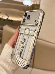 Ốp lưng điện thoại cao cấp mạ điện bằng chất liệu TPU mềm, thiết kế rỗng hình cột La Mã và thiên thần, tương thích với iPhone 17 Pro Max/17 Pro/17/Air/16 Pro Max/16 Pro/16/15 Pro Max/15 Pro/15/14 Pro Max/14 Pro/14/13 Pro Max/13 Pro/13/12 Pro Max - Bạc - Xem 4