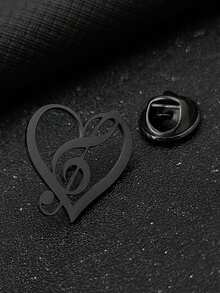 1 件精美小众设计简约音符胸针，钛钢蝴蝶扣，高端服装/西装配饰