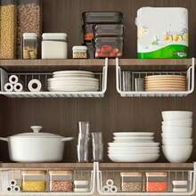 Extra Large Modern Storage Basket - No Assembly Required Hanging Organizer | Multi-Layer Mesh Design With Durable Metal Wire - Suitable For All Seasons, Space-Saving, Vertical Storage Solution For Kitchen, Dorm Desk, Etc. - Multipurpose Shelving Unit, Easy To Install - Multicolor - View 5