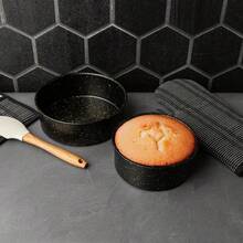 2-Piece Non-Stick Round Cake Pan Set, 8" & 9" Black - Even Heating For Home Baking - 1 - 查看 1