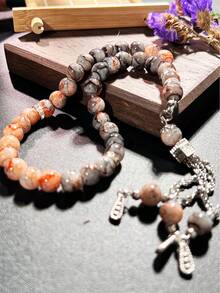 1串穆斯林33珠念珠，天然珠子串成，质地光滑，便携式手持祈祷念珠，伊斯兰宗教饰品 - 彩色 - 查看 5