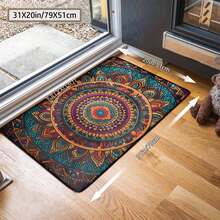 1pc Extra Large Bohemian Purple Mandala Area Rugs - Non-Slip Machine Washable Floor Rugs With Purple/Blue/Pink/Black/Teal Intricate Pattern, Durable Polyester & TPR Backing For Living Room, Bedroom, Home Decor - 樣式 4 - 查看 8