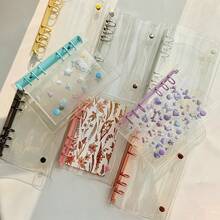 A6 Transparent Multi-Color Binder, Transparent File Folder With Double Snap Design, Can Store Beautiful Photo Albums, Transparent Sticker Books, Binder, Sticker Books, Money Saving, Stationery, Photo Storage Bags, Notebooks, Sticker Books, Office Supplies, School Supplies - Multicolor - View 6