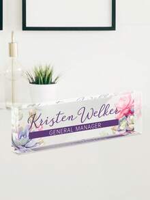 Personalized Acrylic Desk Nameplate With Succulent Floral Design,Contemporary Style Office Decor, Ideal For Bedroom, Custom Name Psychologist Office Sign For Desk, Non-Electric, Perfect For Christmas And Halloween Gifts - Multicolor - View 50