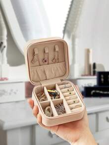 Mini Jewelry Storage Box, Portable Zipper Travel Jewelry Organizer Box, Gift Box For Women, Multifunctional Jewelry Display Stand, Can Store Rings, Pendants, Earrings, Necklaces, Etc. - Suitable As A Gift For Girls, Women, Mothers, Girlfriends, Valentine's Day, Girlfriend Gifts, Home Decor, Valentine's Day Decor, New Year Decor, Back To School Decor - White - View 10