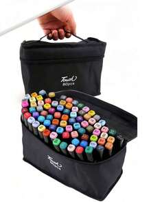 12/24/36/48/60/80 Colors Dual Tip Professional Marker Pen Set - Versatile Brush Pens For Painting, Sketching, Cardboard Comic Design - Unleash Your Artistic Talent - Multicolor - View 1